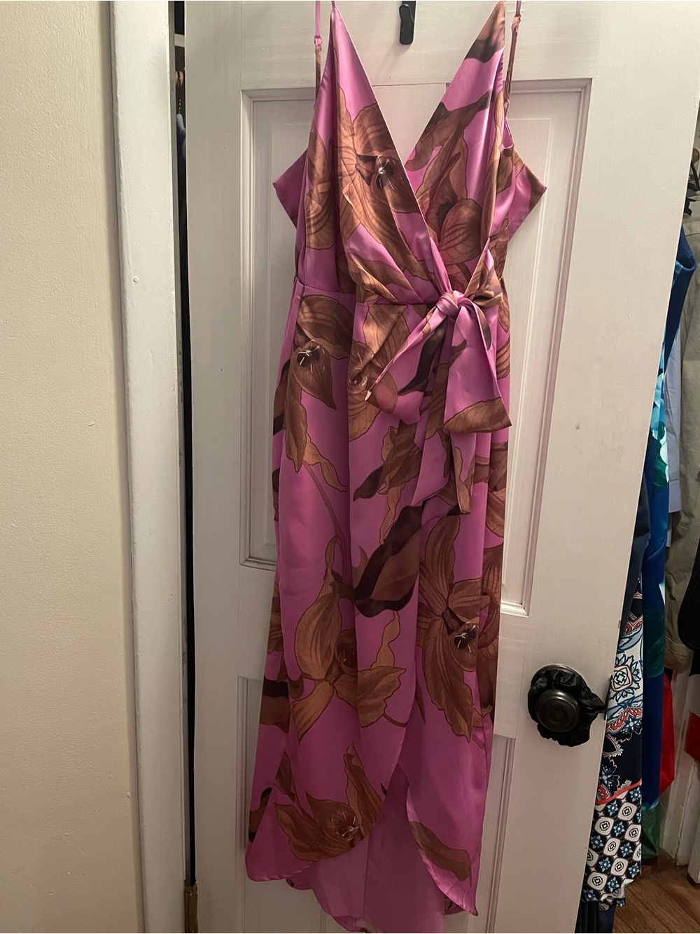 Express Pink Floral Wrap Maxi Dress